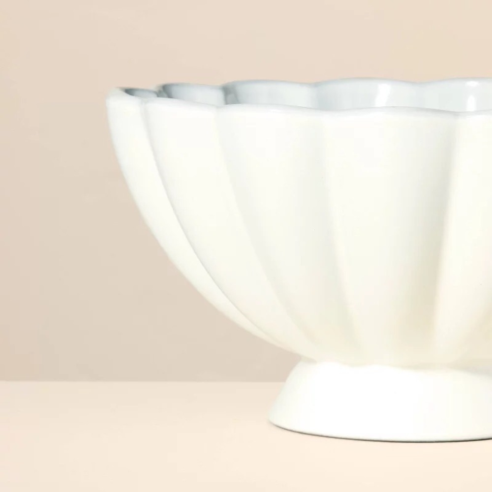 74oz Scalloped Edge Stoneware Pedestal Serving Bowl - Hearth & Hand Magnolia - Picture 2 of 6
